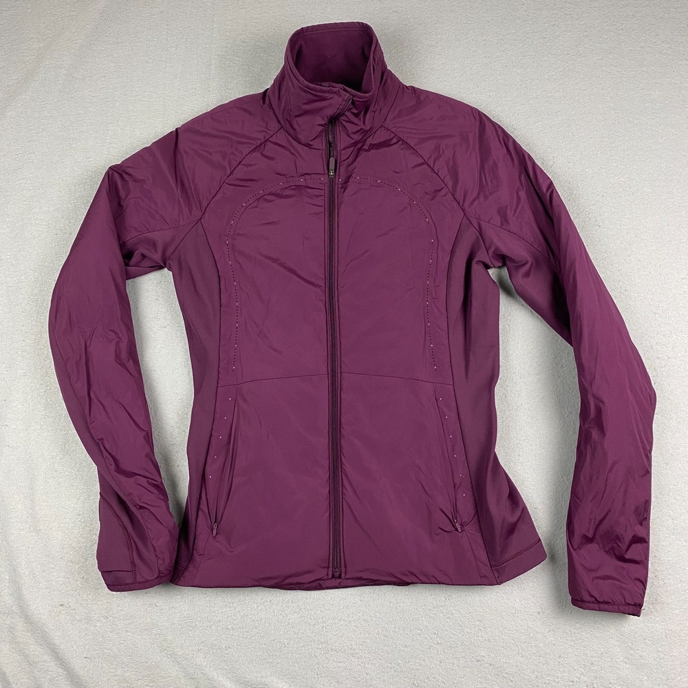 Lululemon womens Run For Cold Jacket 8 Plum Primaloft full zip pockets